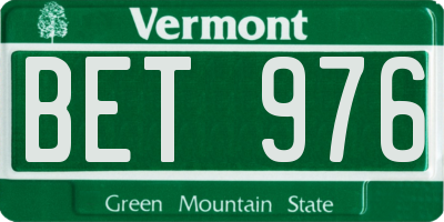 VT license plate BET976