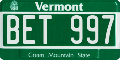 VT license plate BET997