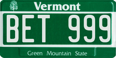 VT license plate BET999