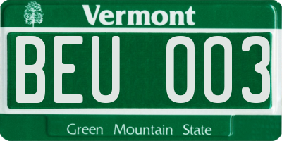 VT license plate BEU003