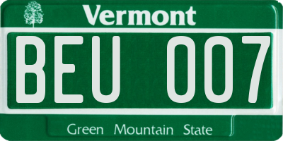 VT license plate BEU007
