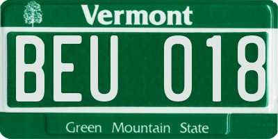 VT license plate BEU018