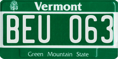 VT license plate BEU063