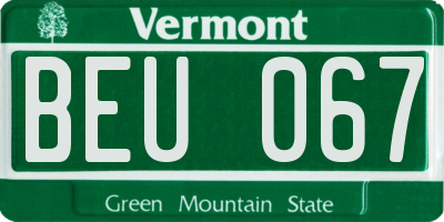 VT license plate BEU067