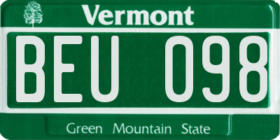 VT license plate BEU098