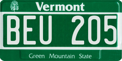 VT license plate BEU205
