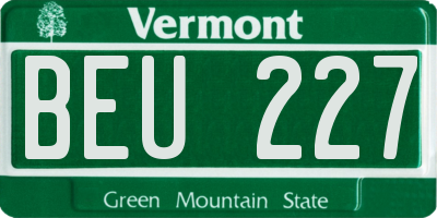 VT license plate BEU227