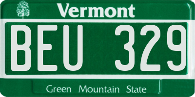 VT license plate BEU329