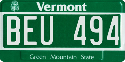 VT license plate BEU494