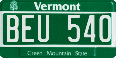 VT license plate BEU540
