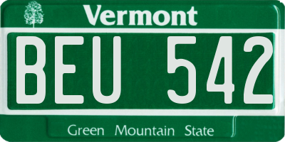 VT license plate BEU542