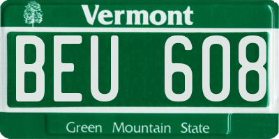 VT license plate BEU608