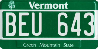 VT license plate BEU643