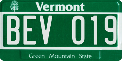 VT license plate BEV019