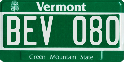 VT license plate BEV080