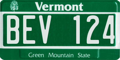 VT license plate BEV124