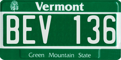 VT license plate BEV136