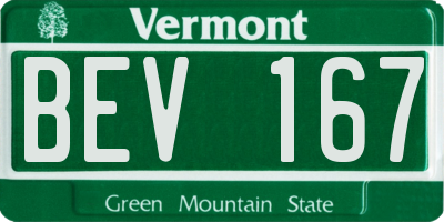 VT license plate BEV167
