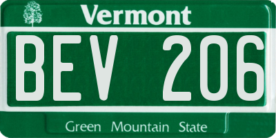 VT license plate BEV206