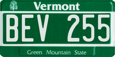 VT license plate BEV255
