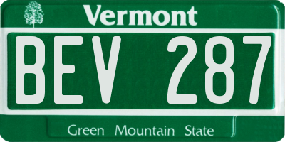 VT license plate BEV287