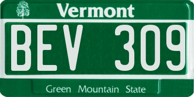 VT license plate BEV309