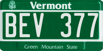 VT license plate BEV377