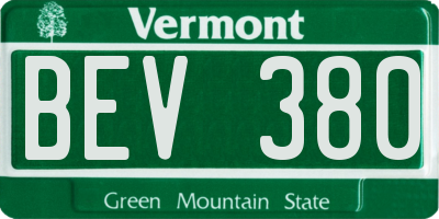 VT license plate BEV380
