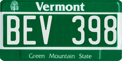 VT license plate BEV398