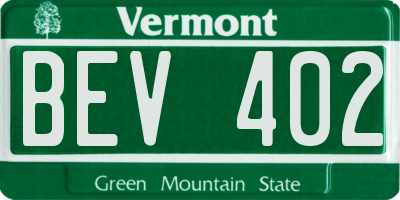 VT license plate BEV402