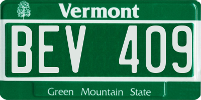 VT license plate BEV409