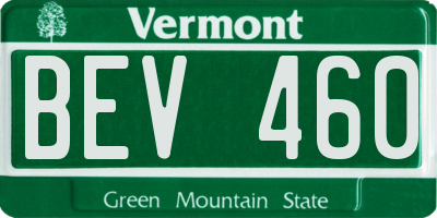 VT license plate BEV460