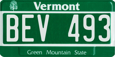 VT license plate BEV493
