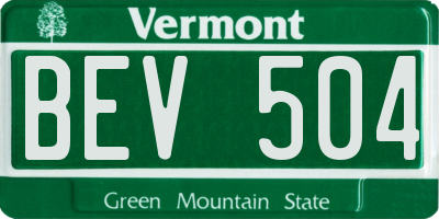 VT license plate BEV504