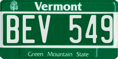 VT license plate BEV549