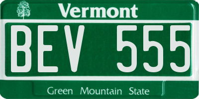 VT license plate BEV555