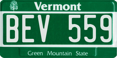 VT license plate BEV559
