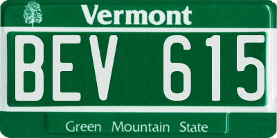 VT license plate BEV615