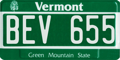 VT license plate BEV655