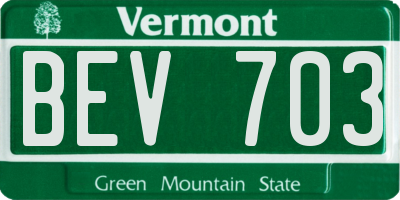 VT license plate BEV703