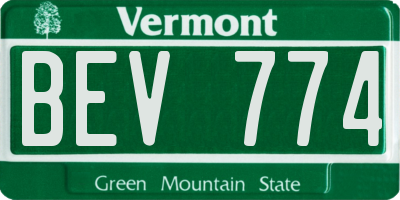 VT license plate BEV774