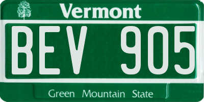 VT license plate BEV905