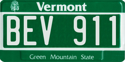 VT license plate BEV911