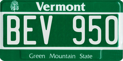 VT license plate BEV950