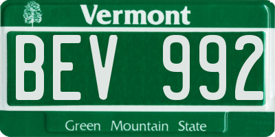 VT license plate BEV992