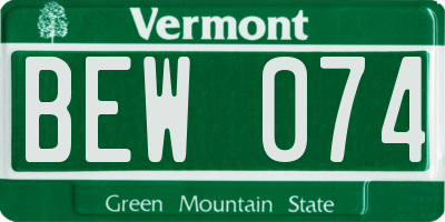 VT license plate BEW074