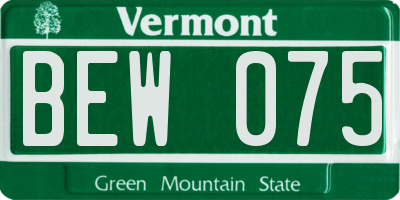 VT license plate BEW075