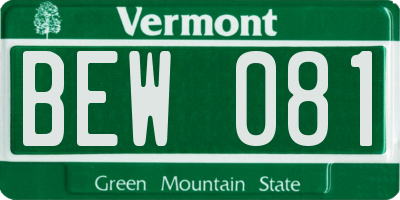 VT license plate BEW081