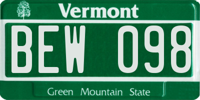 VT license plate BEW098