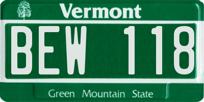 VT license plate BEW118